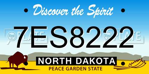 7ES8222 North Dakota License Plate