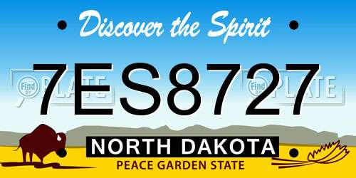 7ES8727 North Dakota License Plate