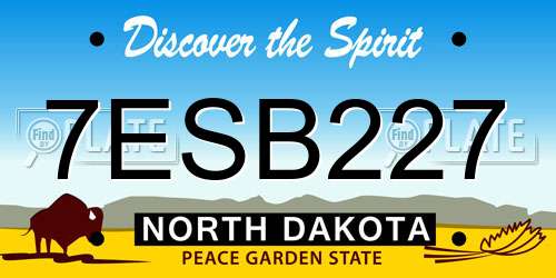 7ESB227 North Dakota License Plate