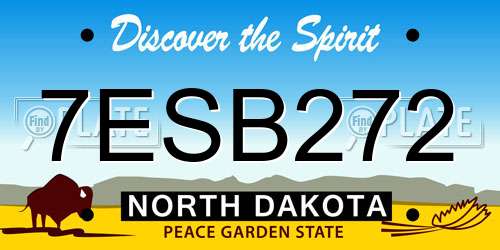 7ESB272 North Dakota License Plate