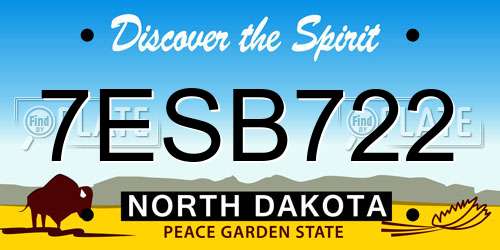 7ESB722 North Dakota License Plate