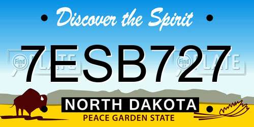 7ESB727 North Dakota License Plate