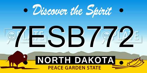 7ESB772 North Dakota License Plate