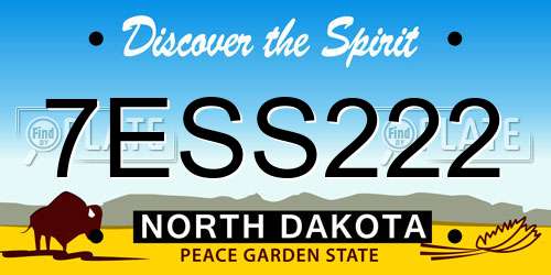 7ESS222 North Dakota License Plate