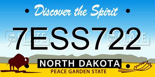 7ESS722 North Dakota License Plate