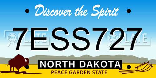7ESS727 North Dakota License Plate
