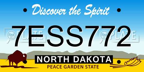 7ESS772 North Dakota License Plate