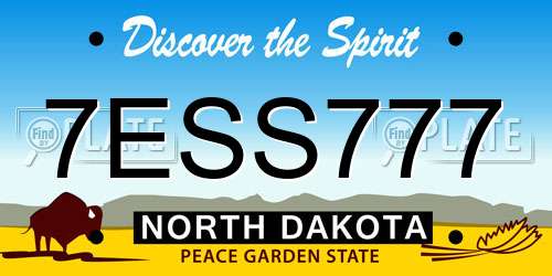 7ESS777 North Dakota License Plate