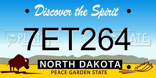 7ET264 North Dakota License Plate