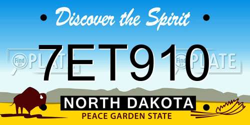 7ET910 North Dakota License Plate