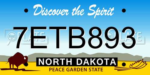 7ETB893 North Dakota License Plate