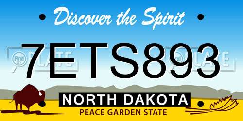 7ETS893 North Dakota License Plate