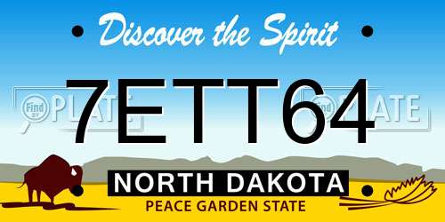 7ETT64 North Dakota License Plate