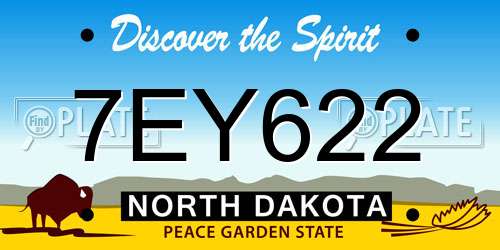 7EY622 North Dakota License Plate