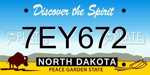 7EY672 North Dakota License Plate