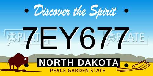 7EY677 North Dakota License Plate