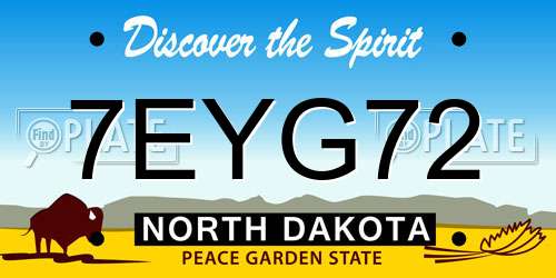 7EYG72 North Dakota License Plate