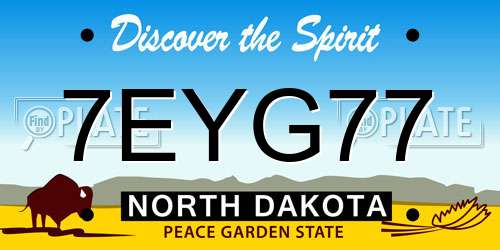 7EYG77 North Dakota License Plate