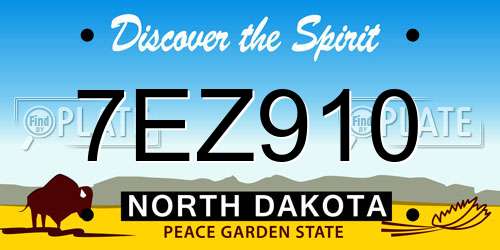 7EZ910 North Dakota License Plate