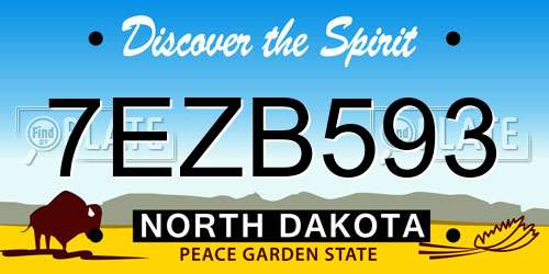 7EZB593 North Dakota License Plate