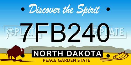 7FB240 North Dakota License Plate