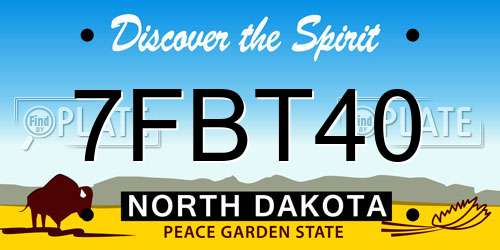 7FBT40 North Dakota License Plate