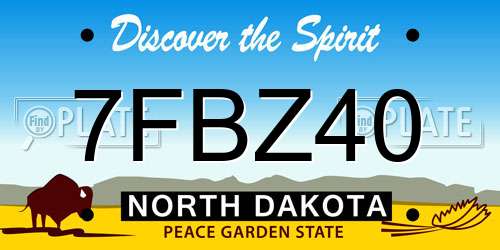 7FBZ40 North Dakota License Plate