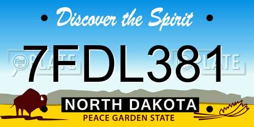 7FDL381 North Dakota License Plate
