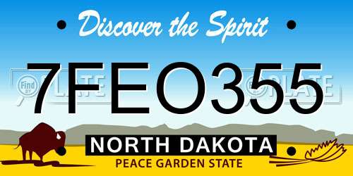 7FEO355 North Dakota License Plate