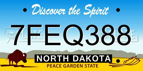 7FEQ388 North Dakota License Plate