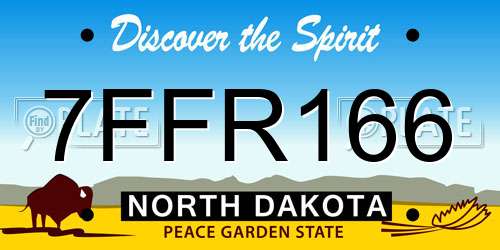 7FFR166 North Dakota License Plate