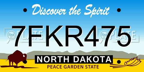 7FKR475 North Dakota License Plate