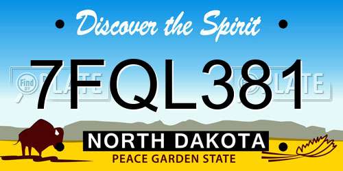 7FQL381 North Dakota License Plate