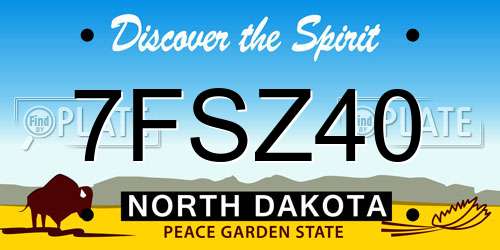7FSZ40 North Dakota License Plate
