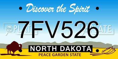 7FV526 North Dakota License Plate