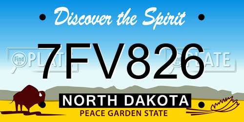 7FV826 North Dakota License Plate