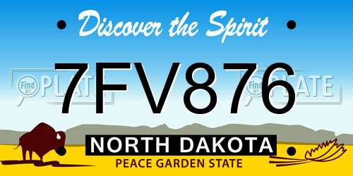 7FV876 North Dakota License Plate