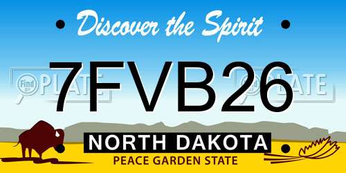 7FVB26 North Dakota License Plate