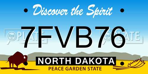 7FVB76 North Dakota License Plate