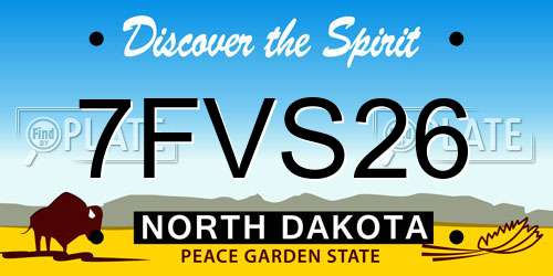 7FVS26 North Dakota License Plate