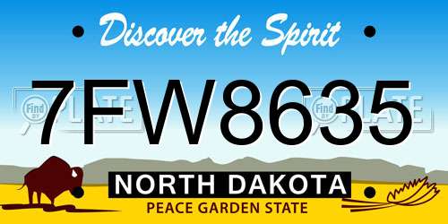 7FW8635 North Dakota License Plate