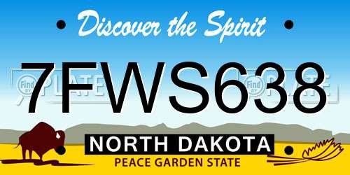 7FWS638 North Dakota License Plate