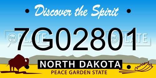 7G02801 North Dakota License Plate