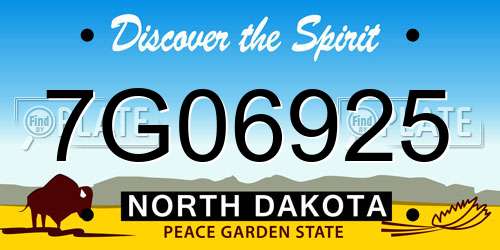 7G06925 North Dakota License Plate