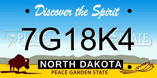 7G18K4 North Dakota License Plate