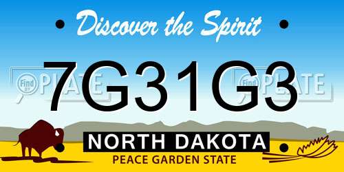 7G31G3 North Dakota License Plate