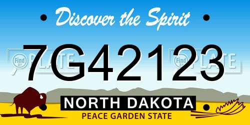 7G42123 North Dakota License Plate