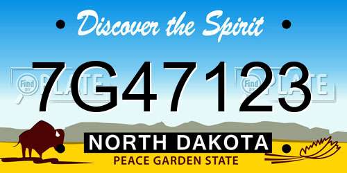 7G47123 North Dakota License Plate