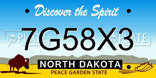 7G58X3 North Dakota License Plate