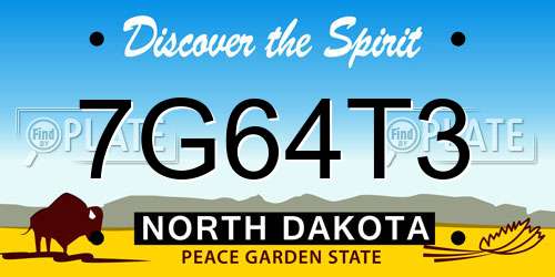 7G64T3 North Dakota License Plate